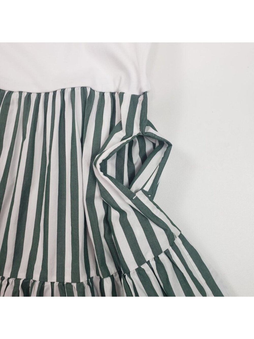 J.Crew Factory Striped Tiered Knit Mixy Dress Green Women’s Size Small Midi EUC - Picture 14 of 16